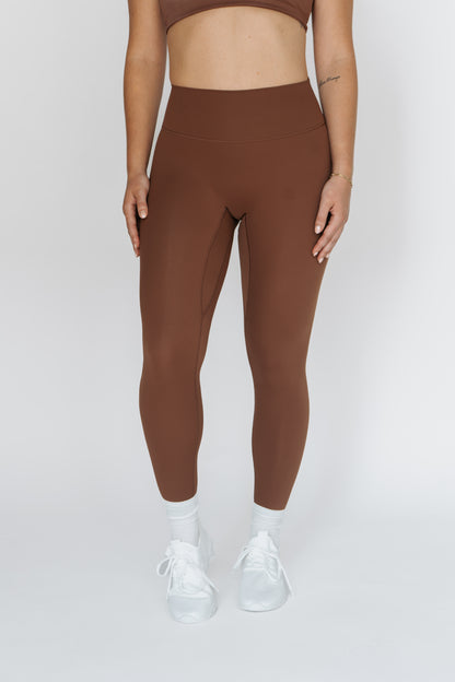 sweat societee glaicer athletic legging in clay color